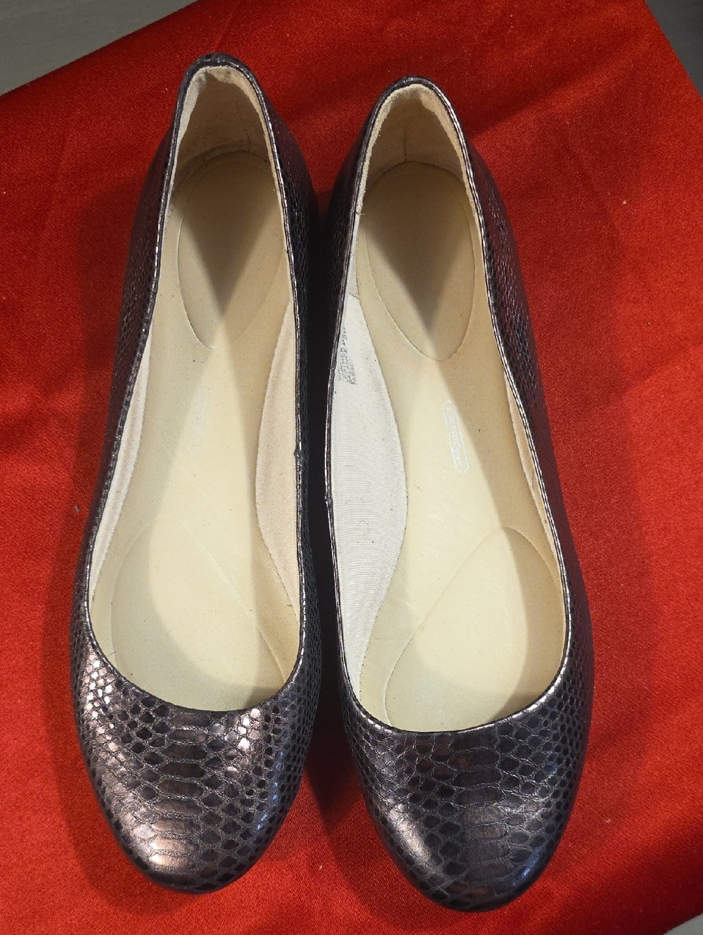 Rockport Metallic Snake-Embossed Ballet Flats - Dark Brown